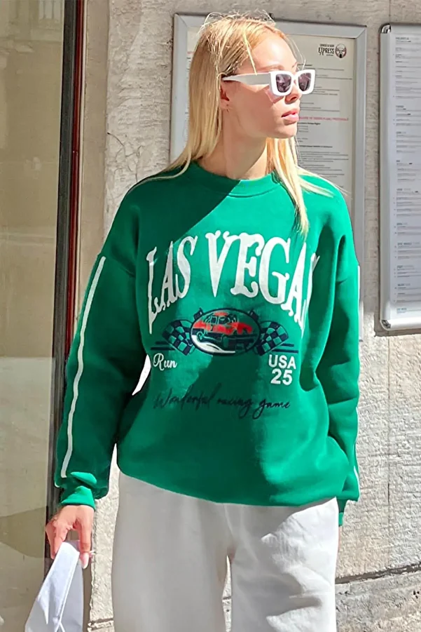 Swist-Grünes Las Vgs bedrucktes Damen-Sweatshirt aus Baumwolle 1
