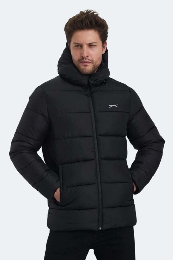 Slazenger Ganea St24Je026 Men s Black Puffer Hooded Coat Coat Slazenger Trendyol