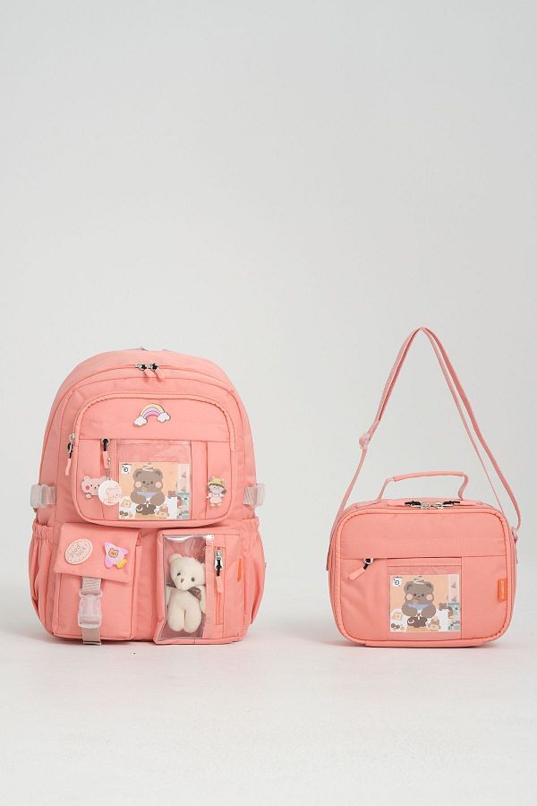 Roxbros-Kawaii Korean Style - Accessories Primary School Backpack, Girl and Thermal Insulated Lunch Box with Thermos 1