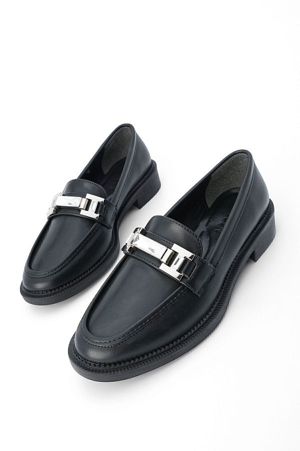 Marjin-Damen Loafer mit Schmucksteinen und Schnalle, Freizeitschuhe Hosre Schwarz 1