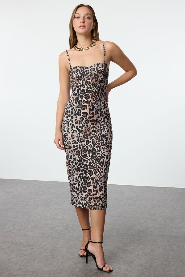 Trendyol Collection-Vícebarevné šaty s leopardím vzorem - Tpraw25el00094 1