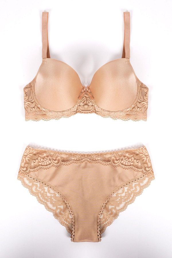 EMINNA-Nude Color Unfilled Underwear Set 1