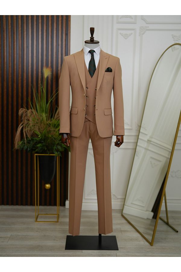 LONATOL A Italian Style Slim Fit Men s Suit Jacket Vest Pants and Swallow Collar Trendyol