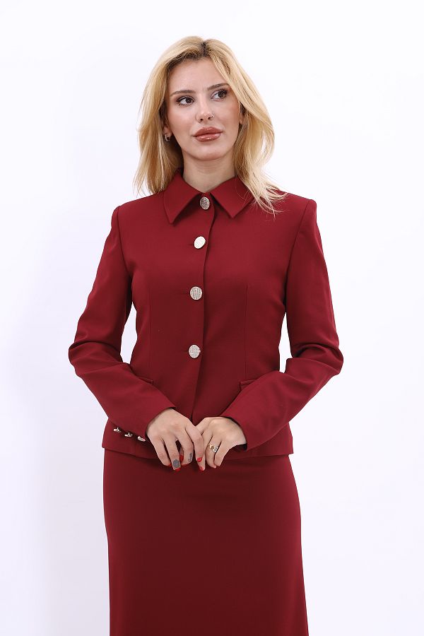 Burgundy peplum jacket shop