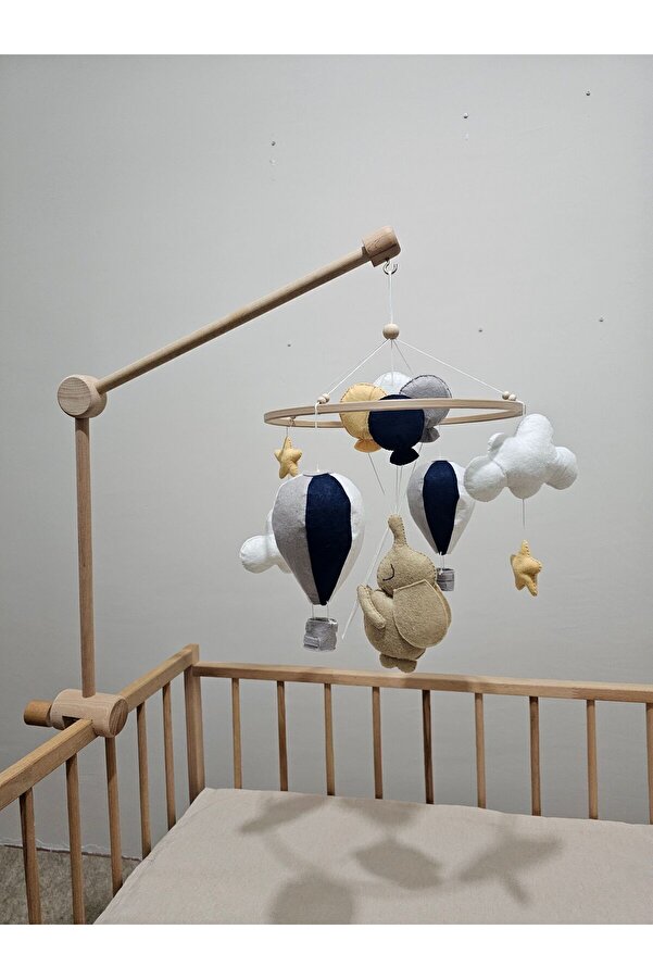 hobiimobiii Dönence (MÜZİKLİ) Bebek beşik süsü uçan balon fil