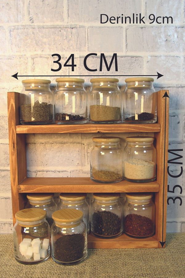 PAKCAM KERESTE Wooden Spice Rack Stand Countertop Organizer Wooden Shelf Spice Rack Trendyol