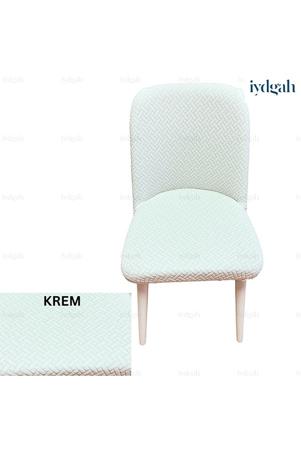 IYDGAH-Large Oval Brick Patterned Chair - Wicker Pattern, Elastic, 1 Piece Cream 1