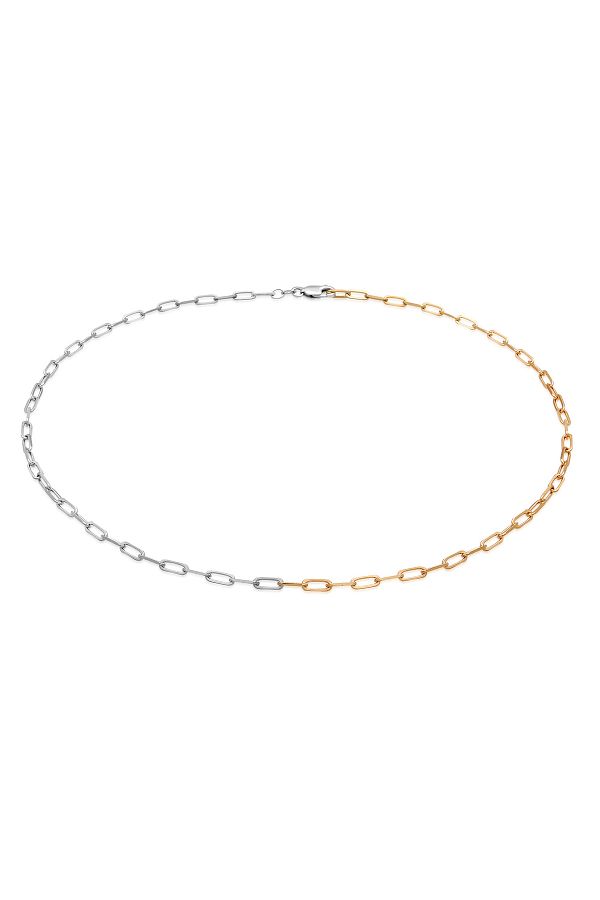 ELLI-Halskette Glieder Oval 925 Ayar Gümüş Bicolor 1