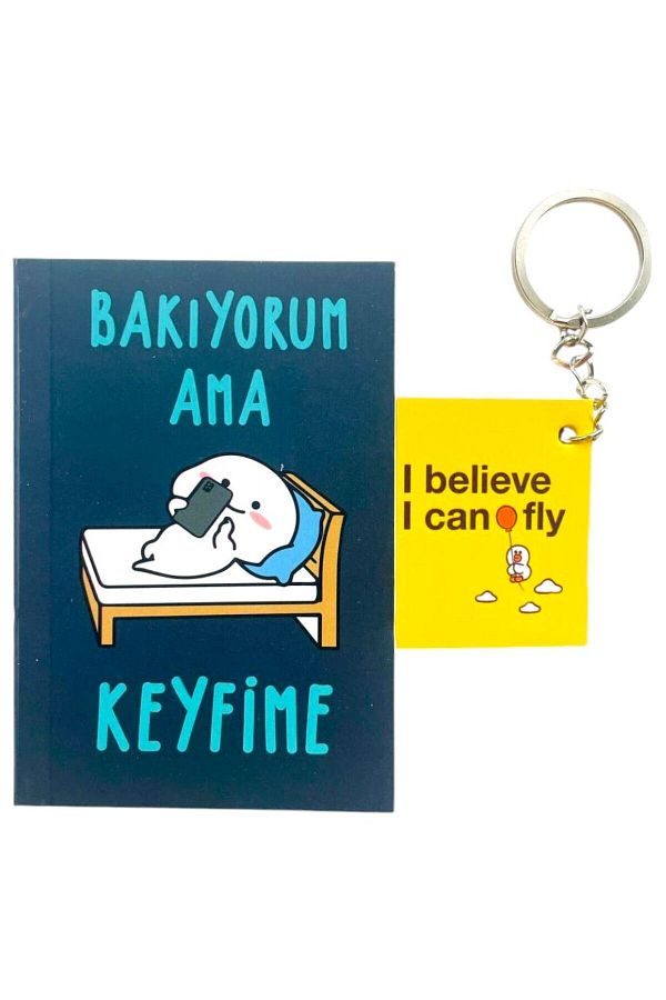 GALATA GIFT-Small Notepad and Keychain Set - Dual Fun Motivation Set 1