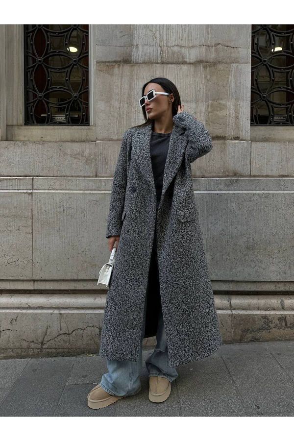 Long boucle coat online