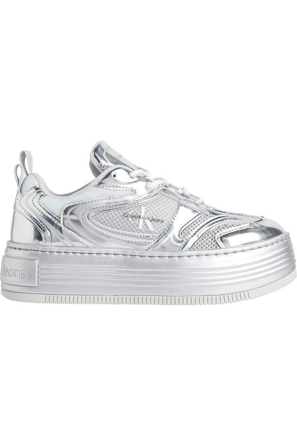 Calvin Klein Women s Calvin Klein Logo Platform Heeled Comfortable Sole Silver Sneakers Suitable for Casual Use YW0Y Trendyol