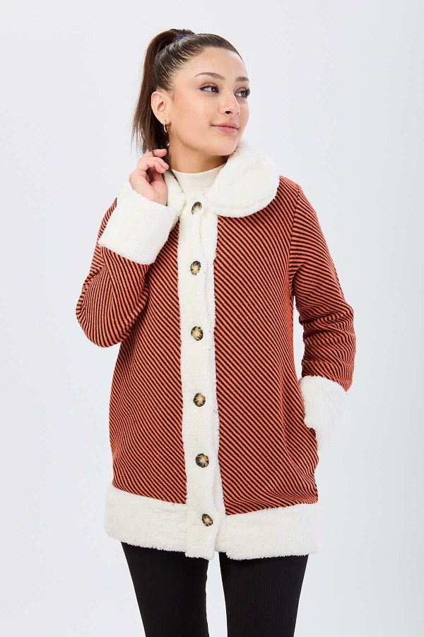 TOFİSA-Orange Women's Jacket - Straight Collar, Model 13095 1