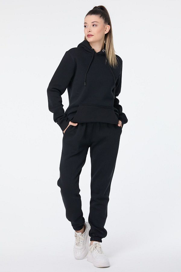Plain black tracksuit womens deals