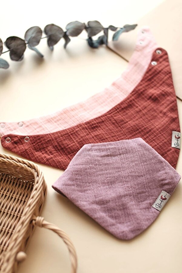 Bedeca 3'lü %100 Organik Pamuk Bebek Müslin Önlük - Kız Erkek Bebek Salya Ve Mama Önlüğü, Fular, Yakalık