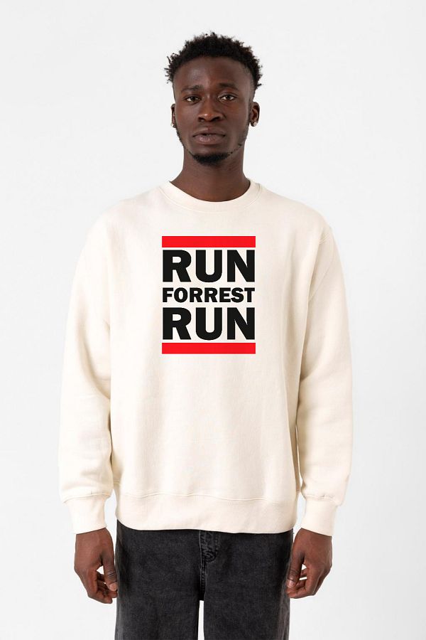 Tshirthane-Ανδρικό φούτερ Forrest Gump Run Forrest Run Ecru 2ip 1