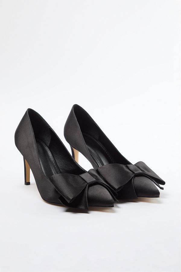 Satin black heels deals