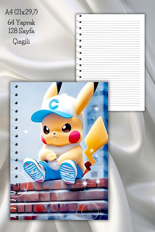 daily notebook-كتاب مدرسي بوكيمون مخطط - حلزوني، 64 صفحة، مقاس A4 1