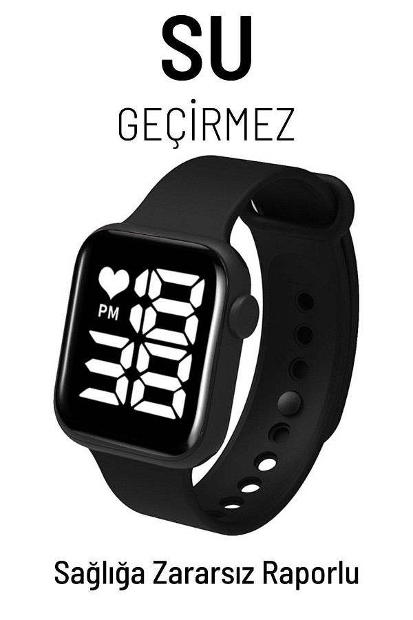 Q-TİME-Waterproof Digital Children's and Teenager's Watch with Touch Button LED Display (Black) Not Smart Watch 1