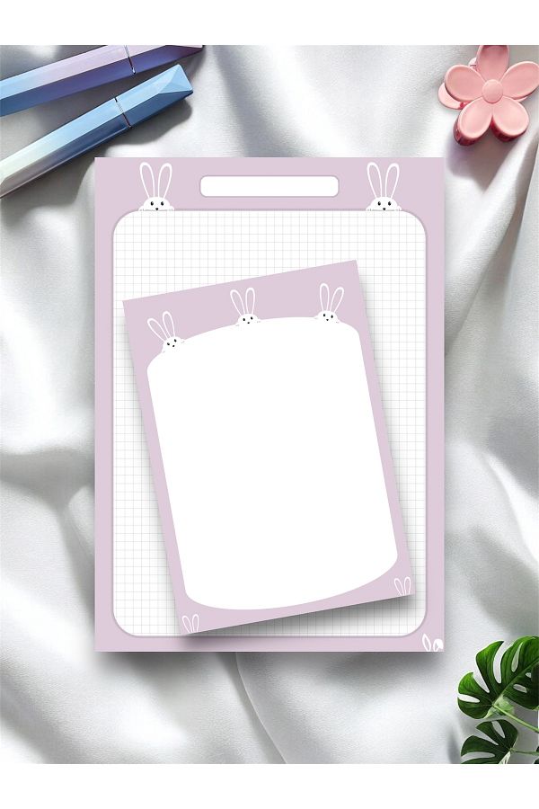 Mirya Notes-Lilac Rabbit Patterned Set of 2 (A4-A5) Notepad - Notepad - Notepad (Checked) 1