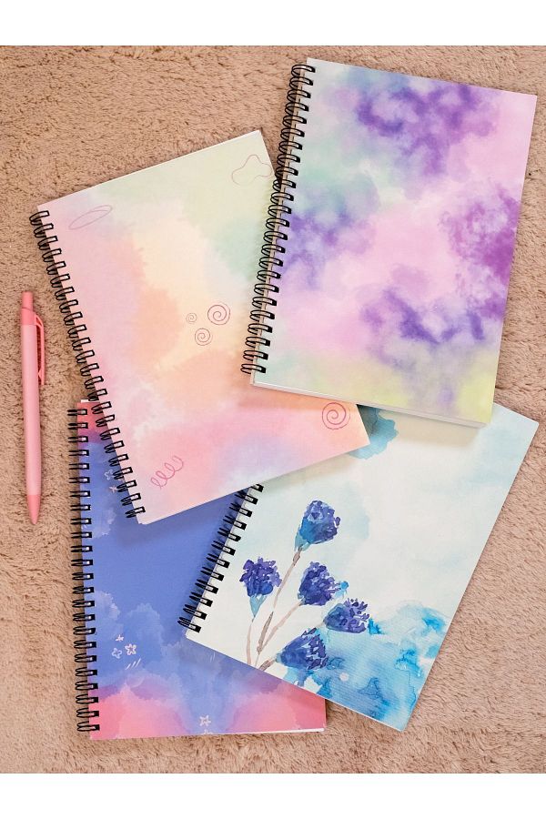 Fobinote-Spiral School Notebook 80 sheets Set of 4 - A5 Size Checkered Notebook 1