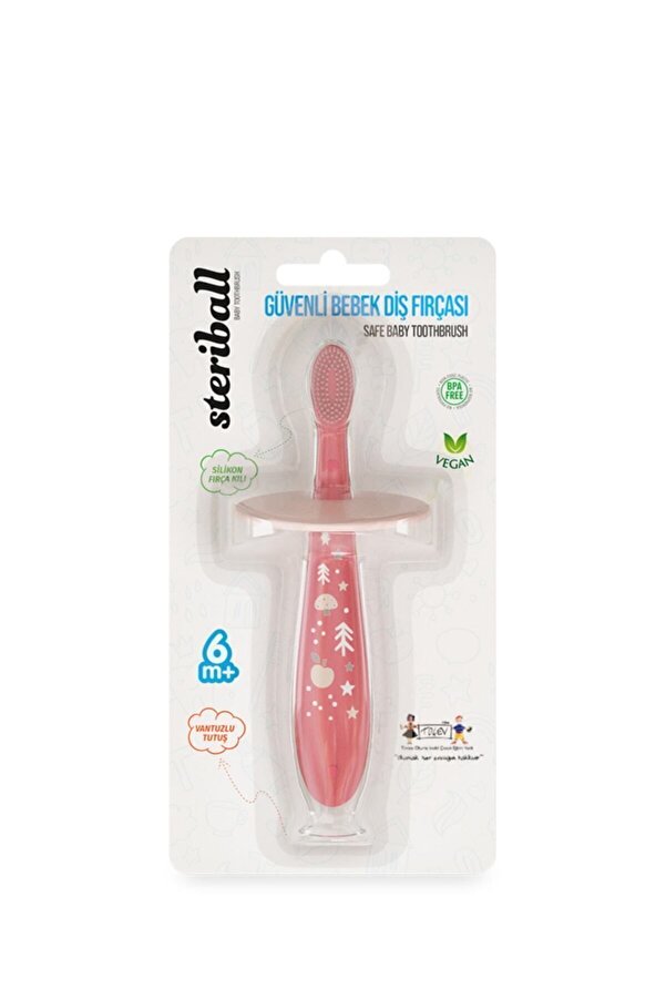 Steriball Silikon Bebek Diş Fırçası Kırmızı