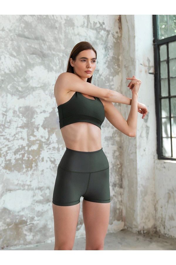 lismina Khaki Green Mini Shorts Leggings Stylish and Comfortable