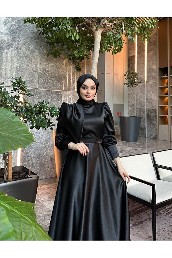 Azeem Faraz Satin Hijab Evening Dress Graduation and Prom Evening Dress Trendyol