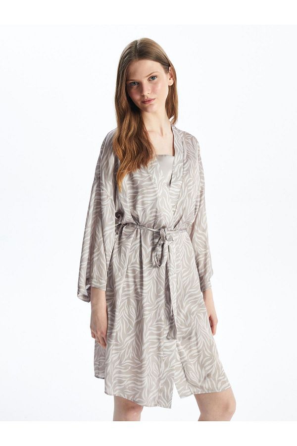 LC Waikiki-Satin-gemusterter Schalkragen-Damen-Morgenmantel 1