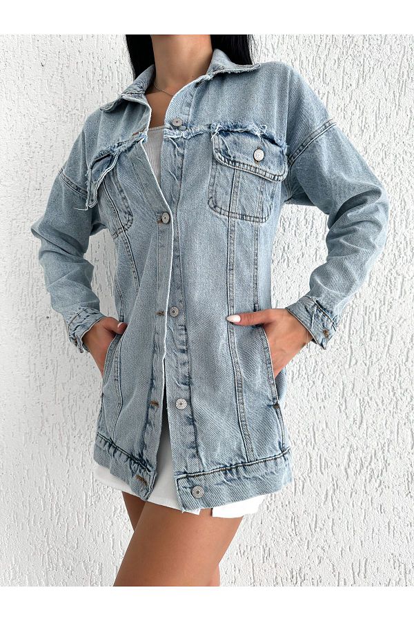 Long boyfriend denim jacket discount