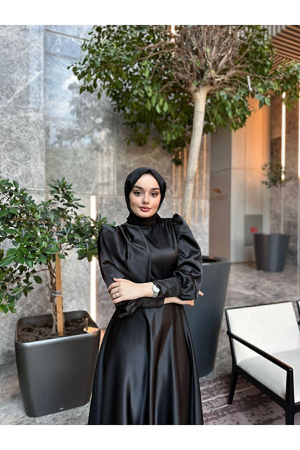 Azeem Faraz Satin Hijab Evening Dress Graduation and Prom Evening Dress Trendyol