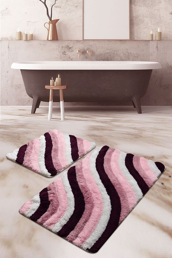 Chilai Home-Set de 2 violet - Covor de baie din acril lavabil și antiderapant 1