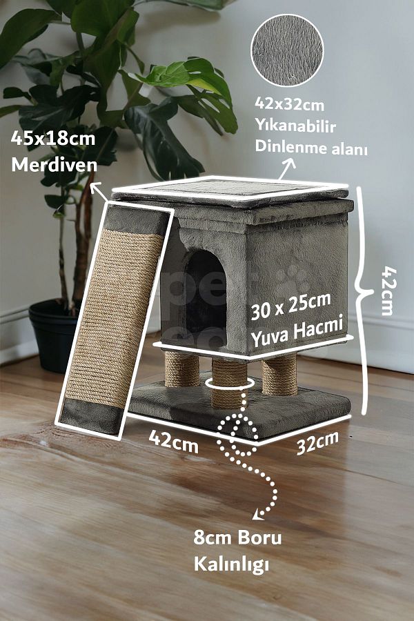 Pet Dreams-Harvey Luxury Cat Scratcher, Rest with Nest, Ladder and Cushion 1