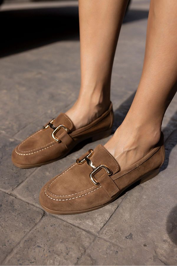 ANGEL NA JONES TRINK WOMEN S KEEP Genuine Leather Suede BUCKLE LOAFER SHOES Trendyol