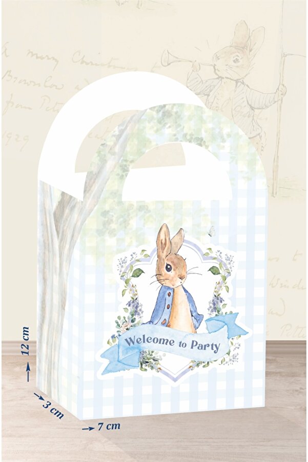 neşeli günlerim Peter Rabbit Tavşan Teması Mini Çanta 12x7 cm 8'li Paket