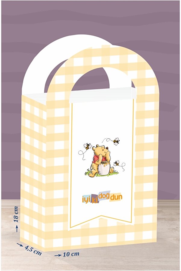 neşeli günlerim Winnie The Pooh Teması Çanta 18x10 cm *8'li Paket
