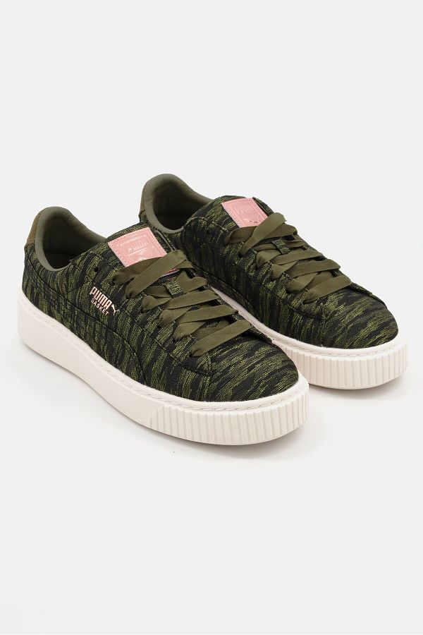 Puma Women Basket Platform Vr Lace Up Sports Shoes Olive Combo Trendyol