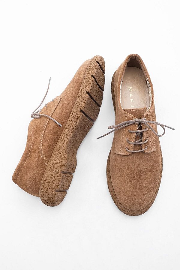 Marjin Women s Genuine Leather Oxford Shoes Lace up Casual Shoes Allen Suede Trendyol
