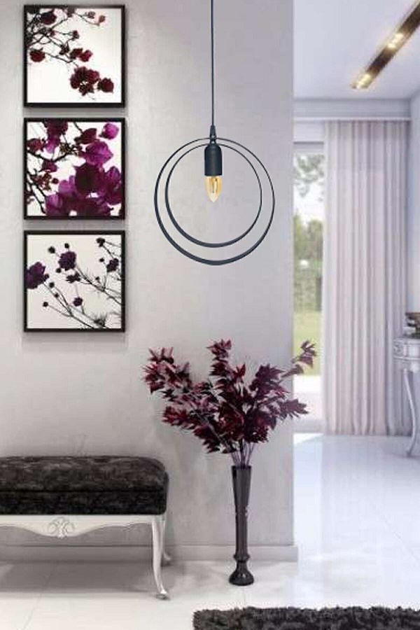Bundera-Runden Chandelier Black Metal Pendant Lamp Wrought Iron Retro Rustic Office Cafe Hotel Decorative Modern Ceiling Lamp 1
