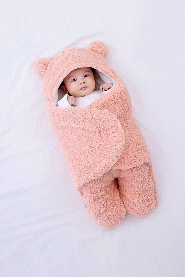 Bundera Newborn 0 6 Months Baby Outer Swaddle Sleeping Bag Wellsoft Plush Hooded Wrap Blanket Trendyol
