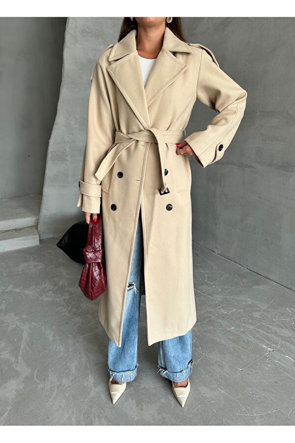 Langer Wollmantel Mango Wollmantel Mit GÃ¼rtel Mango Zalando Beige