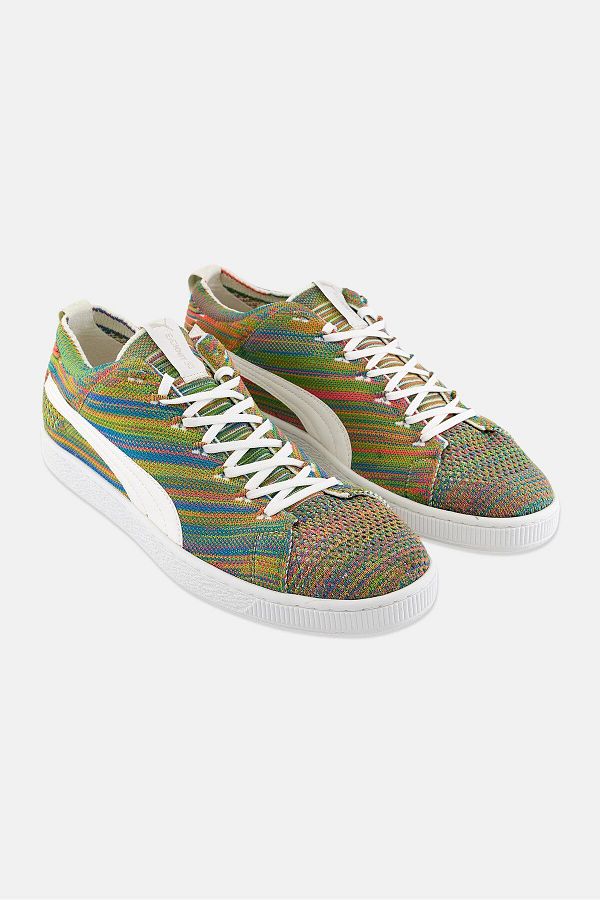 Puma Men Basket Evoknit 3d Lace Up Training Shoes Green Yellow Combo Trendyol