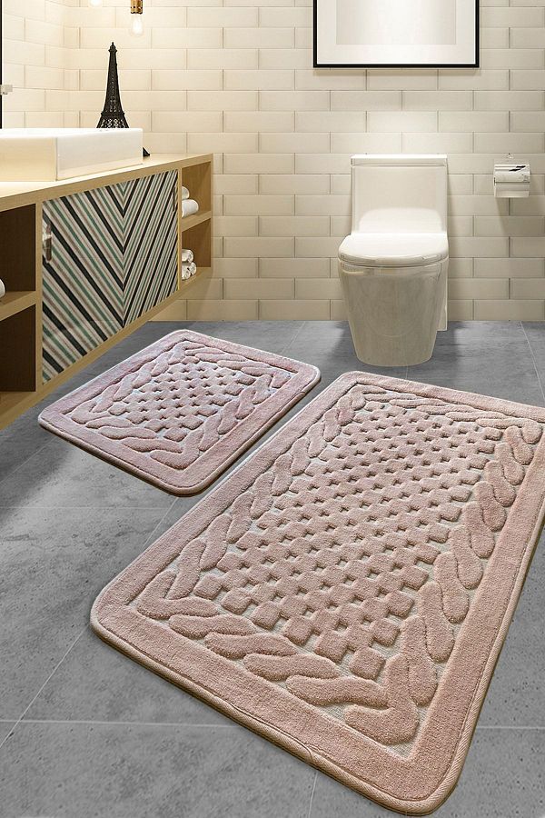 Chilai Home-Set de 2 covorașe de baie din bumbac Bambi, lavabil, bază anti-alunecare Tpmk 1