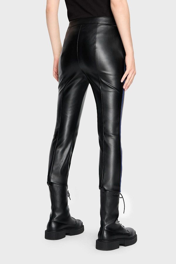 Armani Exchange High Waist Regular Fit Leather Trousers with Contrast Side Stripes TROUSERS 6RYP32 Trendyol