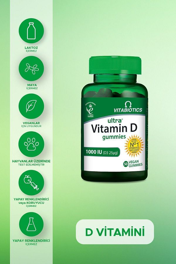 Vitabiotics-Ultra Vitamin D Gummies 1000iu 50 Vegan Gummies 1