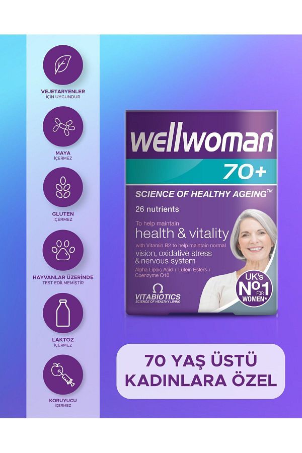 Wellwoman-Women's Health Vitamin for over 70 with Iron, Biotin, Zinc, B Complex, Vitamin D 30 Tablets 1