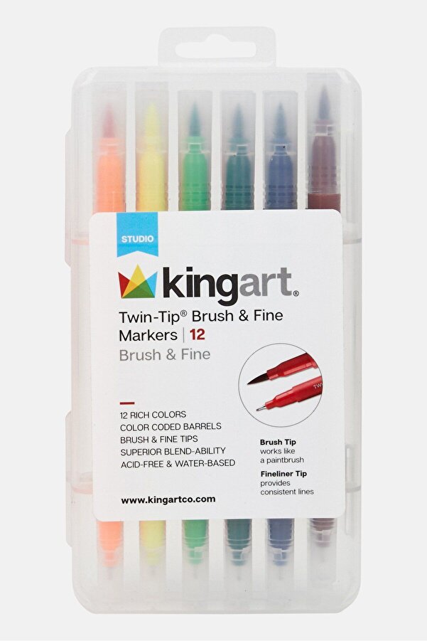 Kingart Twin Tip Kingart Dual Tip Brush Pens 48 KINGART PRO Twin
