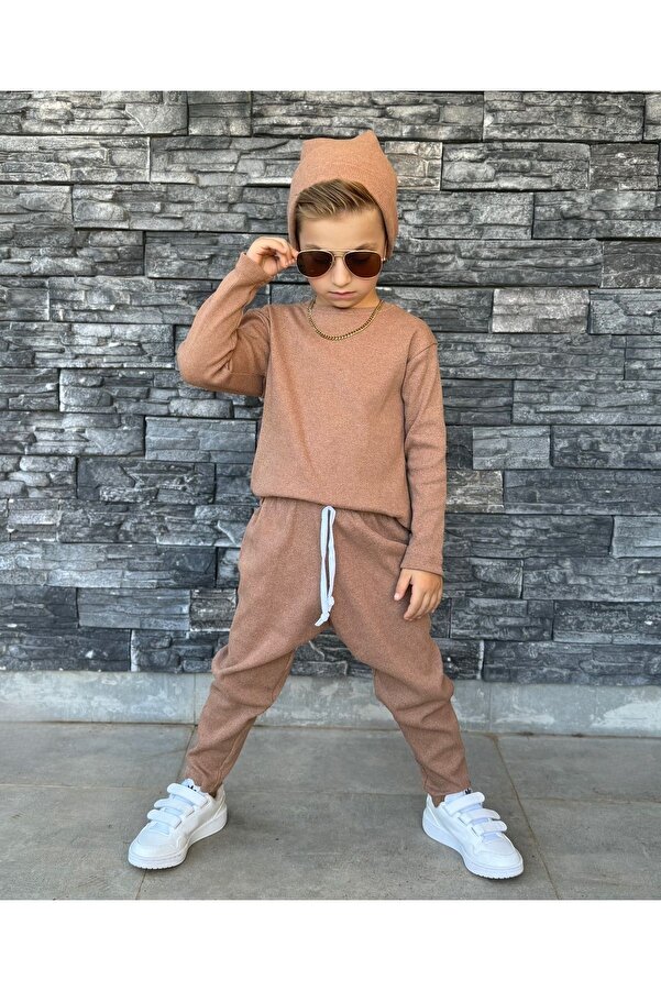 barin kids Bebek & Çocuk Unısex 3 Parça Şalvar Takım , Kaşkorse Kreş Günlük Rahat Kesim Takım