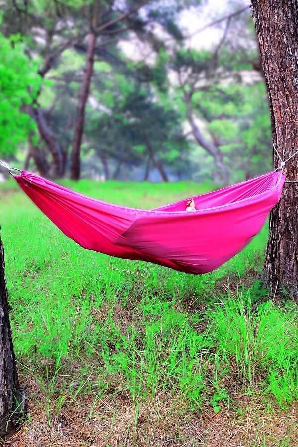 Bundera Camping Hammock Picnic Hammock Garden Balcony Outdoor Camping Swing Hammock Pink Trendyol