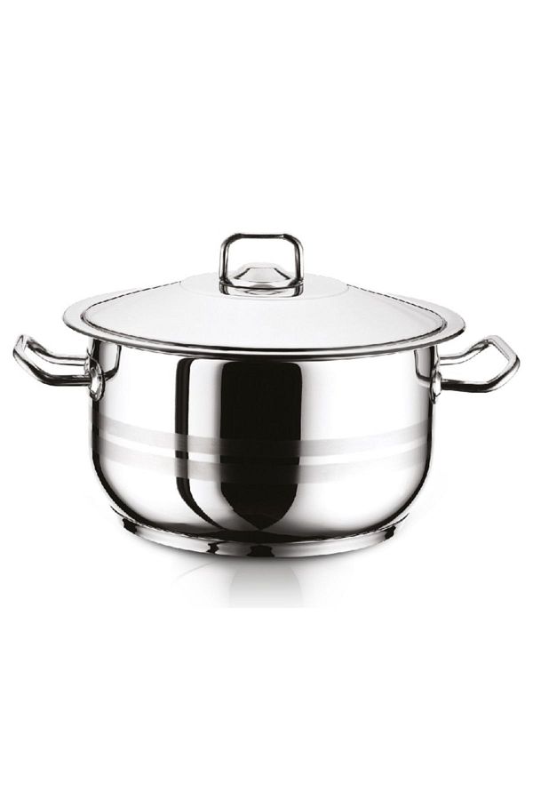 Hascevher-Gastro Çelik Tencere 28x18 cm 18/10 CrNi Çelik Kapak-Çelik Kulp 1