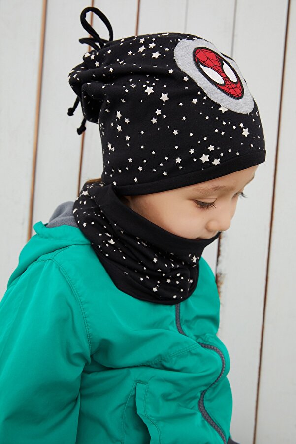 Babygiz Pamuklu Doğal Yumuşak Çift Katlı Penye Çocuk Bebek Bere Boyunluk Set